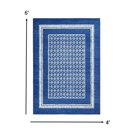 Palacedesigns 4 x 6 ft. Navy & Ivory Geometric Area Rug PA3670828